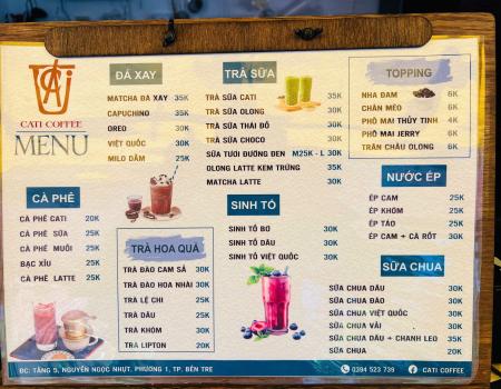MENU CATI COFFEE BẾN TRE